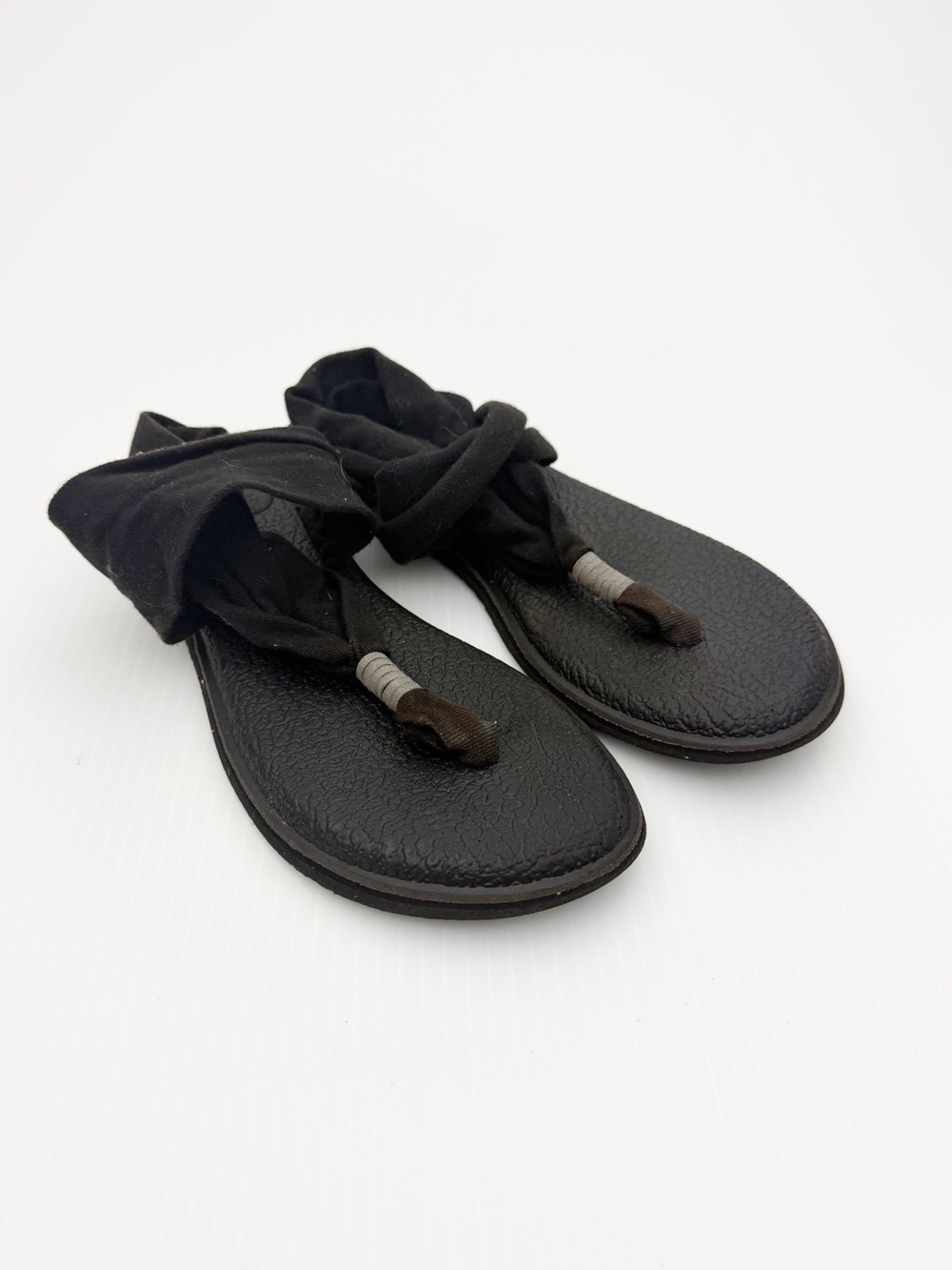 Sanuk Black Yoga Sling Thong BoHo Comfort Sandals Shoes SWS10001